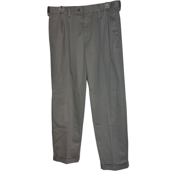 Croft & Barrow Men's 34X30‎ Business Slacks Pants Gray Trouser Cuffed Office - Picture 1 of 5